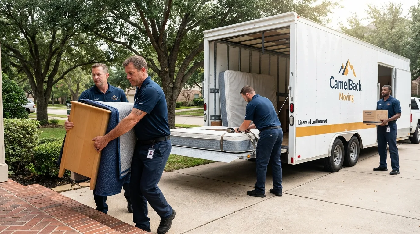 Crew loading residential truck for cross-state move from Oakridge, OR
