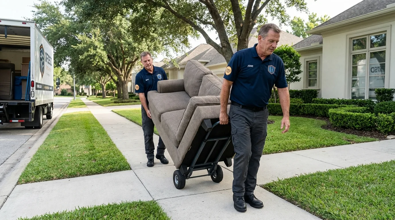 Local residential moving crew loading furniture in Oakridge, OR