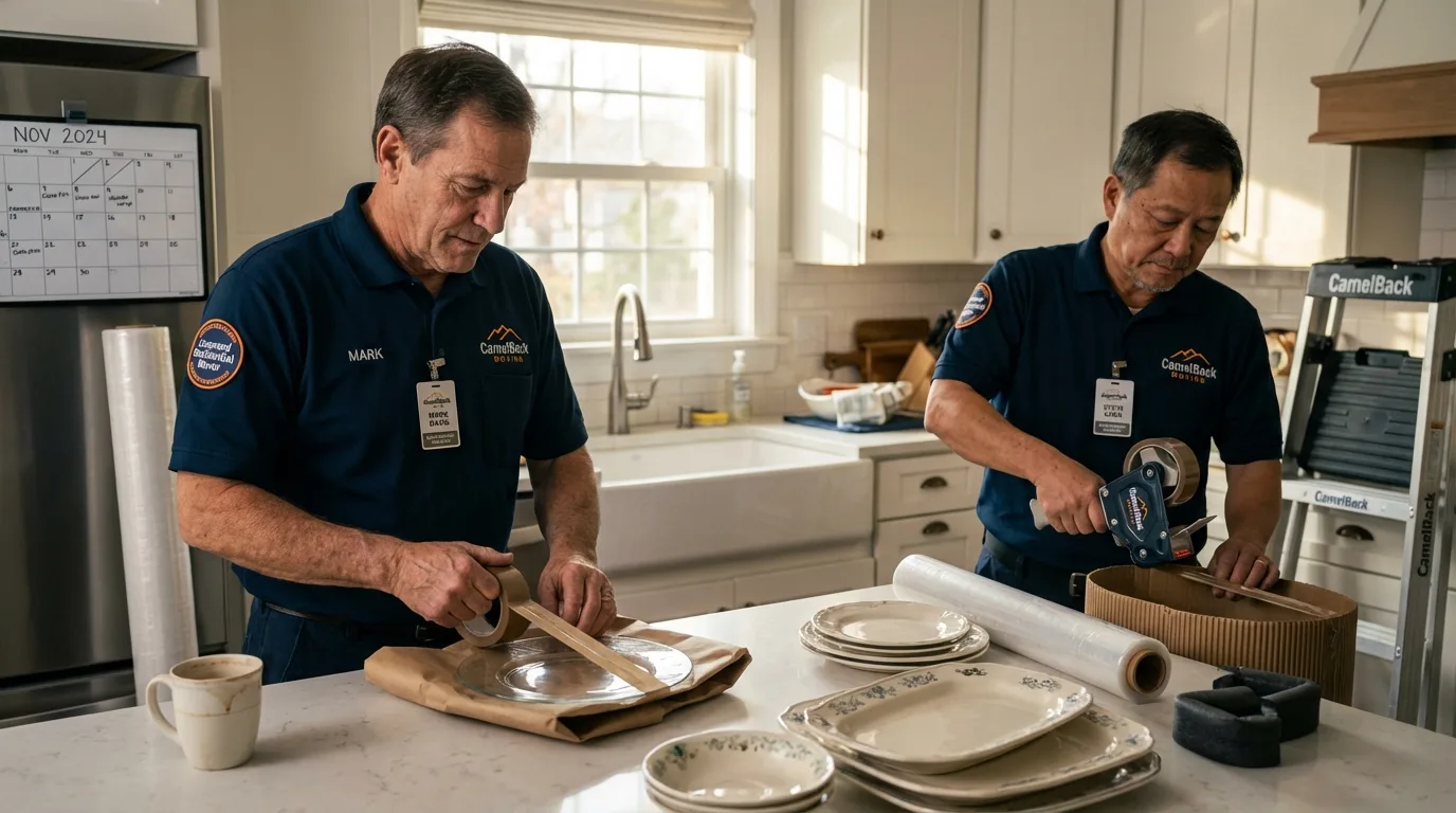 Professional crew packing kitchen dishware in Oakridge, OR